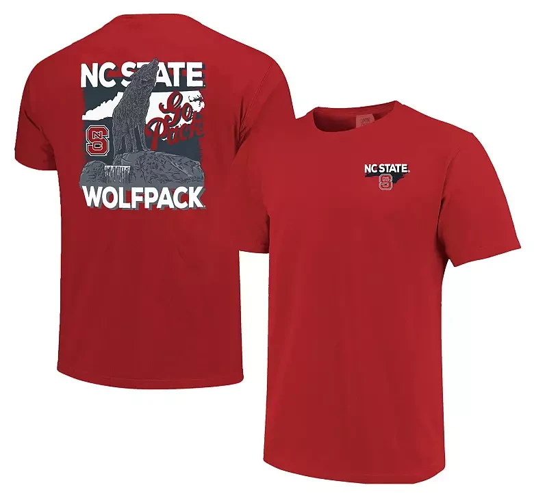 Image One Men's NC State Wolfpack Red Rustic Statue Stack T-Shirt