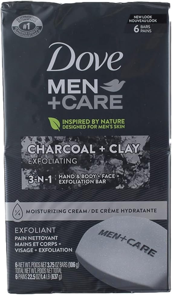 Dove Men+Care Elements Body and Face Bar Charcoal + Clay 4 oz 6 Bars