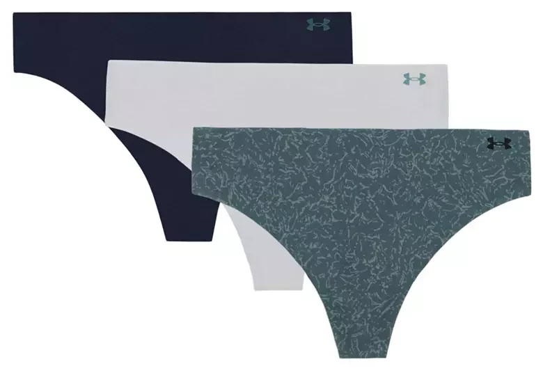 Under Armour Women's Pure Stretch No Show Printed Thong - 3 Pack
